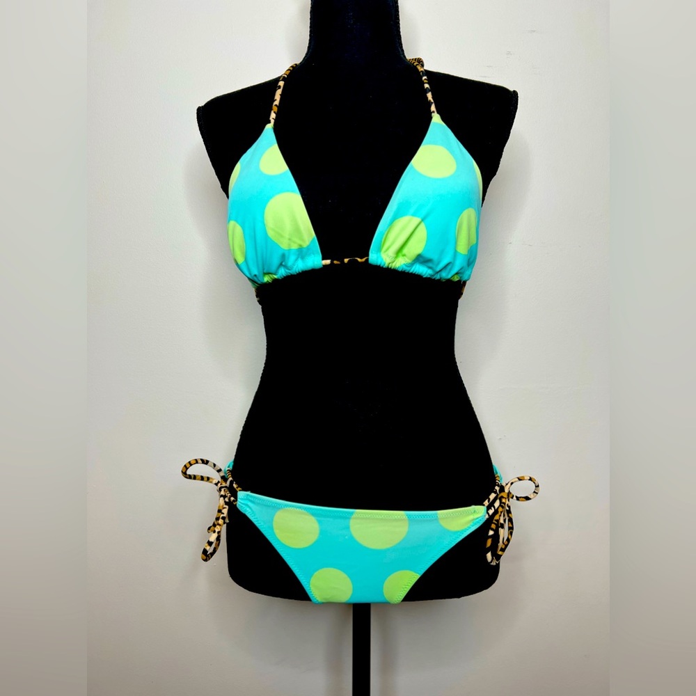 VS Blue and Green Polka Dot Bikini Set